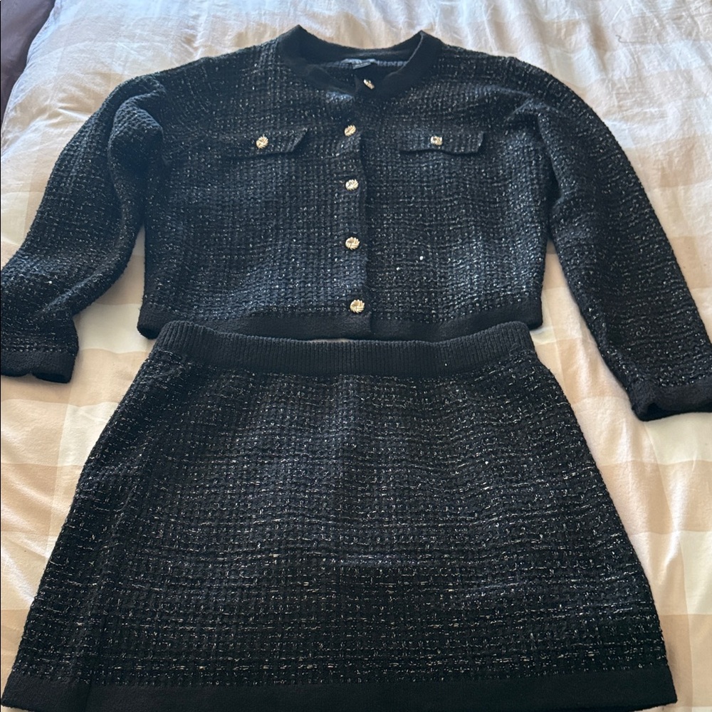 Rachel Zoe Black and Silver Skirt Set